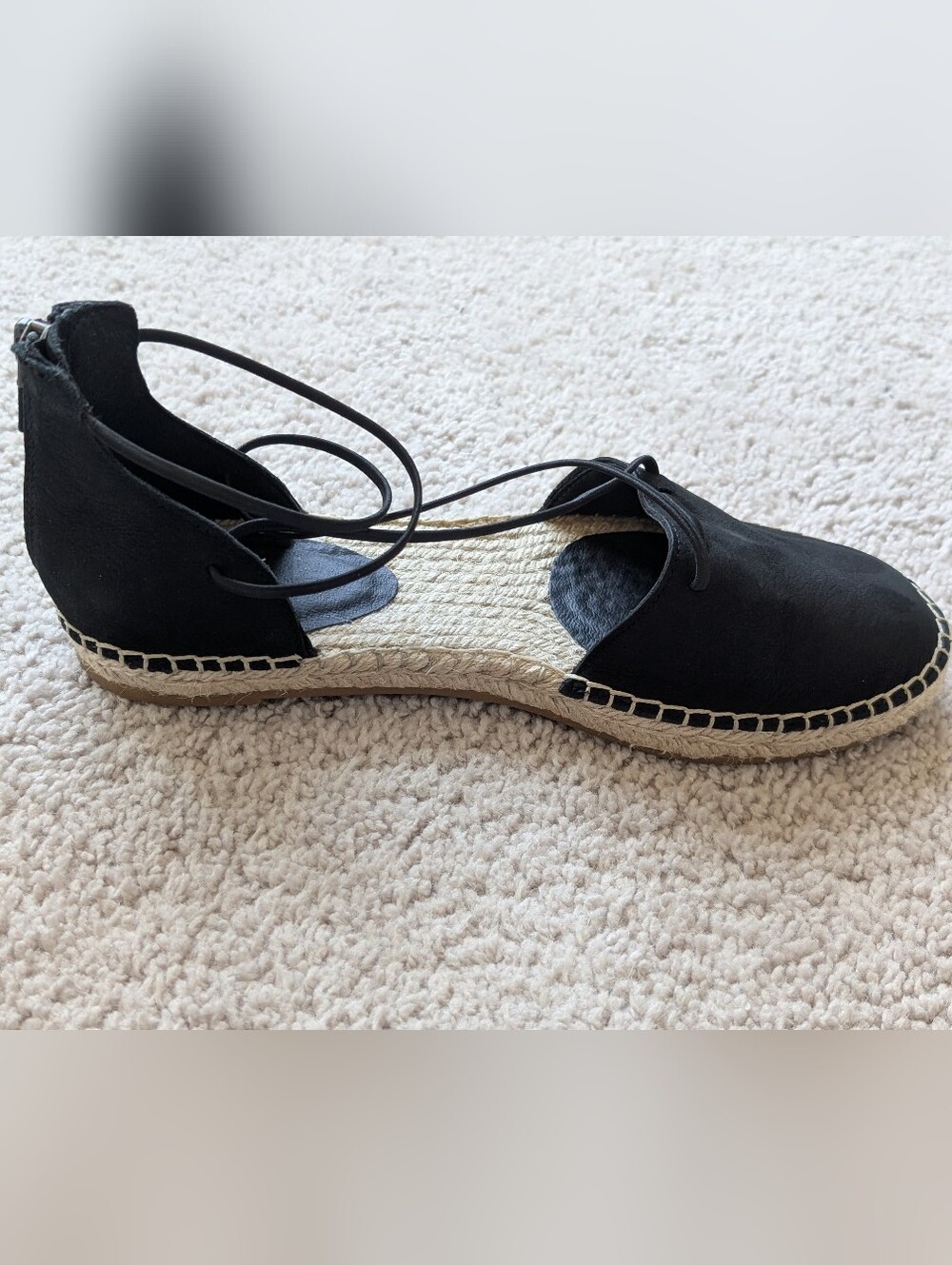 Eileen Fisher Lee D'Orsay Women's 8.5 Espadrille Black Sandals Flat Shoes - Picture 10 of 12